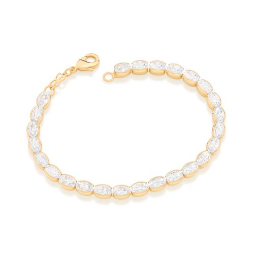 PULSEIRA BANHADA A OURO 18K COM ZIRCÔNIAS OVAIS