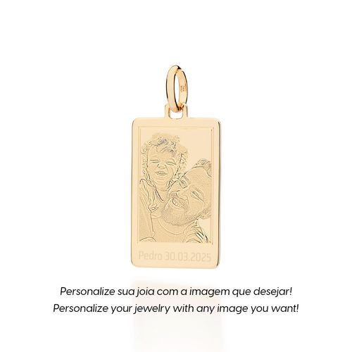 PINGENTE RETANGULAR PERSONALIZÁVEL BANHADO A OURO 18K