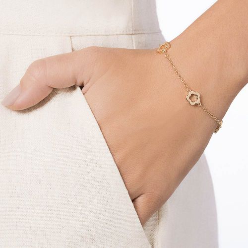 PULSEIRA FLORES BANHADA A OURO 18K
