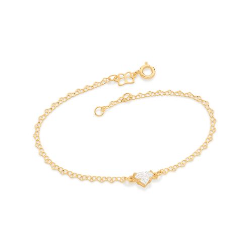 PULSEIRA FIO ELOS CORAÇÕES BANHADA A OURO 18K COM ZIRCÔNIA