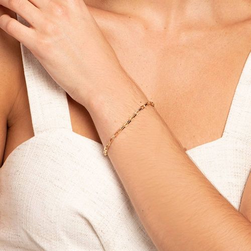 PULSEIRA ELOS RETANGULARES BANHADA A OURO 18K