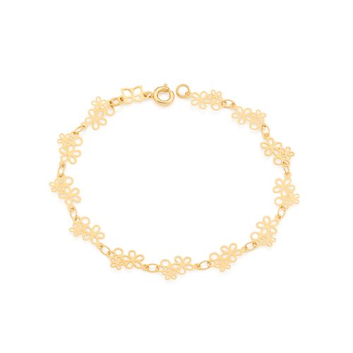 PULSEIRA FLORES BANHADA A OURO 18K