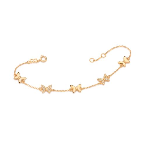 PULSEIRA BORBOLETAS BANHADA A OURO 18K COM ZIRCÔNIAS
