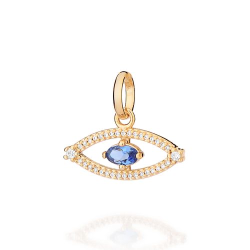 PINGENTE OLHO GREGO BANHADO A OURO 18K COM ZIRCÔNIAS E CRISTAIS