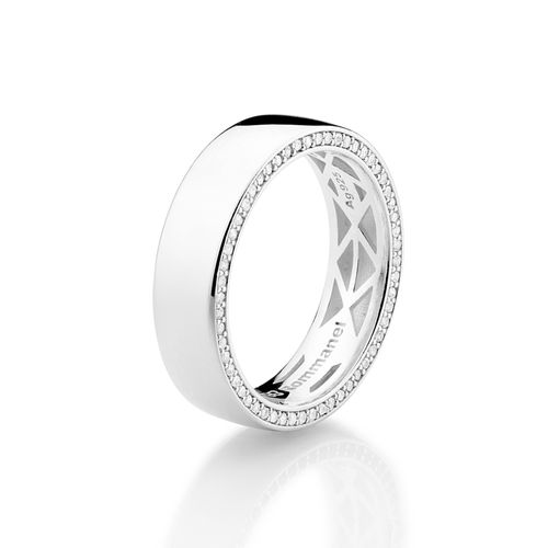 ALIANÇA LISA DE PRATA MACIÇA 925 COM ZIRCÔNIAS