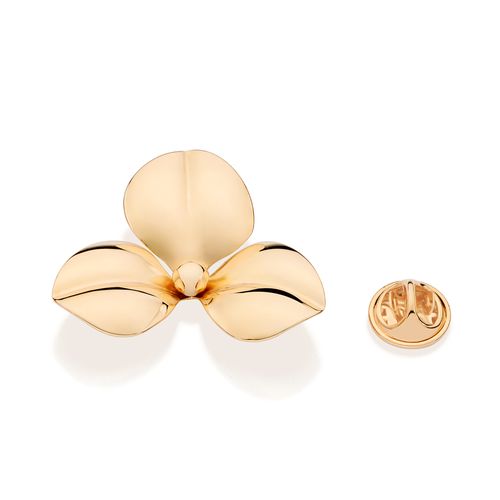 BROCHE FLOR ABAULADA BANHADO A OURO 18K