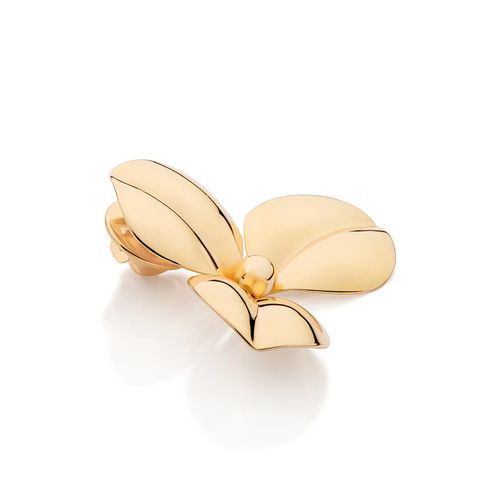 BROCHE FLOR ABAULADA BANHADO A OURO 18K