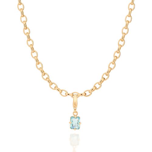 BERLOQUE RETANGULAR BANHADO A OURO 18K COM CRISTAL