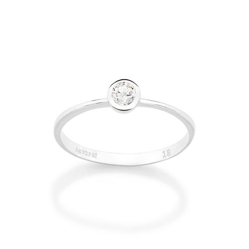 ANEL SOLITÁRIO DE PRATA MACIÇA 925 COM ZIRCÔNIA