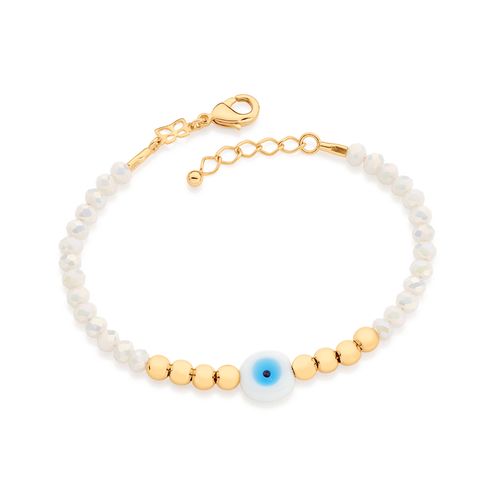 PULSEIRA OLHO GREGO BANHADA A OURO 18K COM CRISTAIS