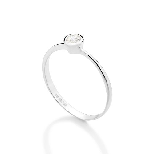 ANEL SOLITÁRIO DE PRATA MACIÇA 925 COM ZIRCÔNIA