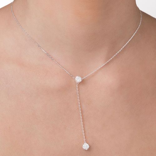GARGANTILHA GRAVATA DE PRATA MACIÇA 925 COM ZIRCÔNIAS