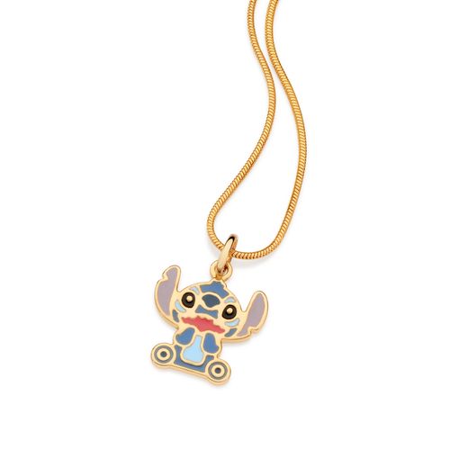 PINGENTE STITCH BANHADO A OURO 18K COM APLICAÇÃO DE RESINA