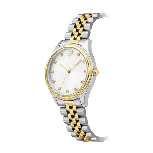 RELÓGIO ANALÓGICO SOCIAL MISTO PRATA COM DOURADO