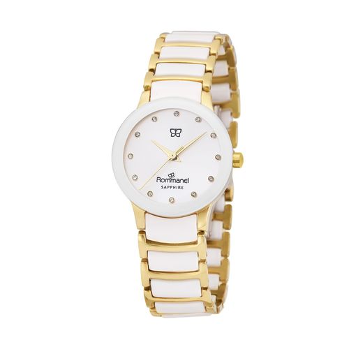 RELÓGIO ANALÓGICO SOCIAL BRANCO COM DOURADO