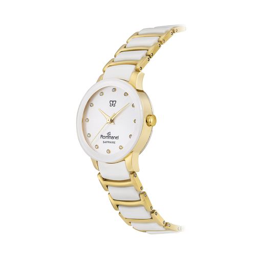 RELÓGIO ANALÓGICO SOCIAL BRANCO COM DOURADO