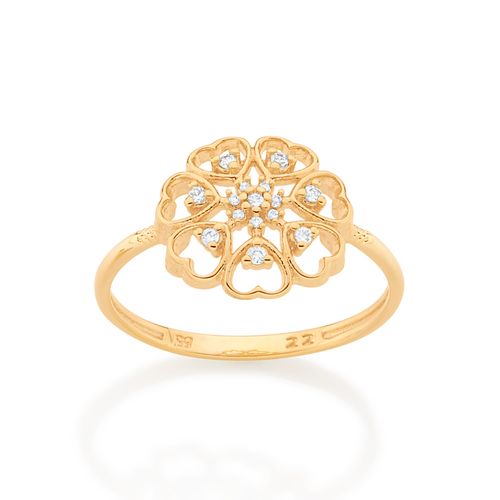 ANEL BOTÃO BANHADO A OURO 18K COM ZIRCÔNIAS