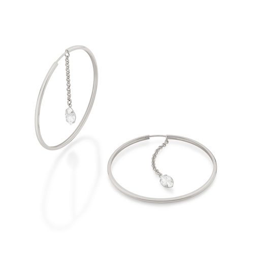 BRINCO ARGOLA BANHADO A RHODIUM COM ZIRCÔNIA NAVETE