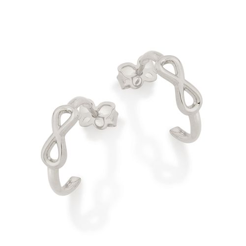 BRINCO MEIA ARGOLA INFINITO BANHADO A RHODIUM
