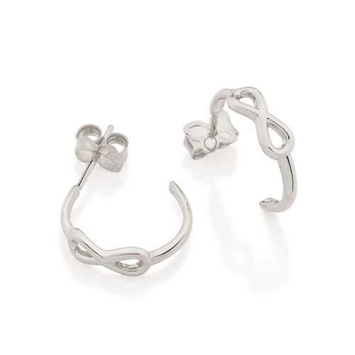 BRINCO MEIA ARGOLA INFINITO BANHADO A RHODIUM