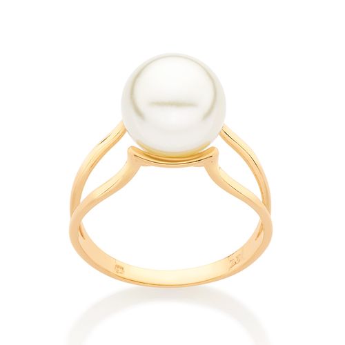 ANEL SOLITÁRIO BANHADO A OURO 18K COM PÉROLA