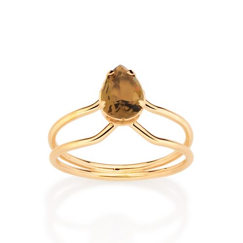 ANEL SOLITÁRIO BANHADO A OURO 18K COM CRISTAL GOTA