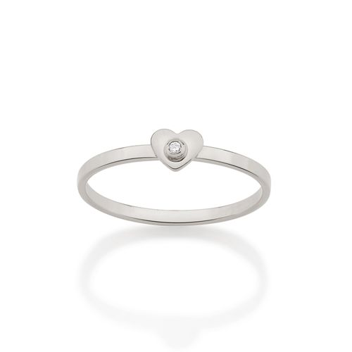 ANEL SKINNY RING BANHADO A RHODIUM COM CORAÇÃO