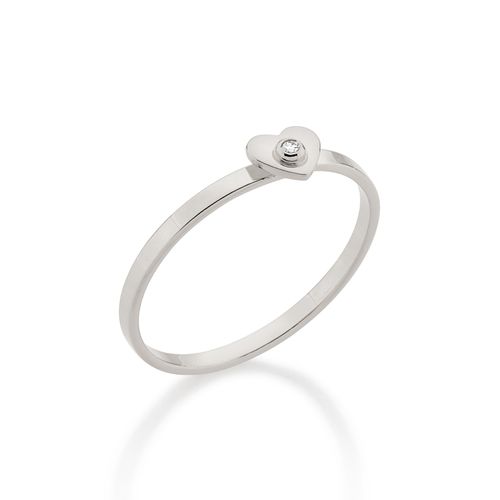 ANEL SKINNY RING BANHADO A RHODIUM COM CORAÇÃO