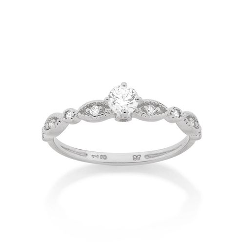 ANEL SOLITÁRIO BANHADO A RHODIUM