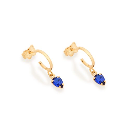 BRINCO MEIA ARGOLA BANHADO A OURO 18K COM ZIRCÔNIAS