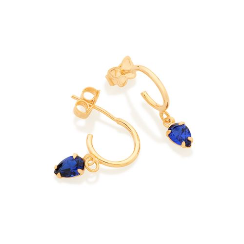 BRINCO MEIA ARGOLA BANHADO A OURO 18K COM ZIRCÔNIAS