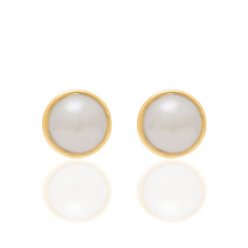 BRINCO SOLITÁRIO BANHADO A OURO 18K COM PÉROLAS SINTÉTICAS