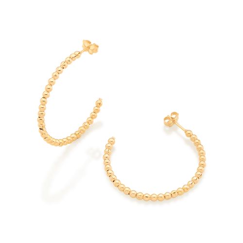 BRINCO MEIA ARGOLA BOLINHAS BANHADO A OURO 18K
