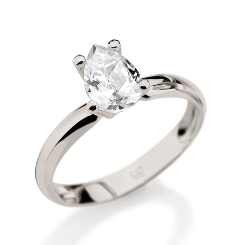 ANEL SOLITÁRIO BANHADO A RHODIUM COM ZIRCÔNIA