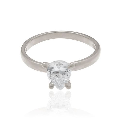 ANEL SOLITÁRIO BANHADO A RHODIUM COM ZIRCÔNIA