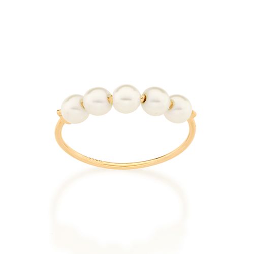 ANEL BANHADO A OURO 18K COM PÉROLAS