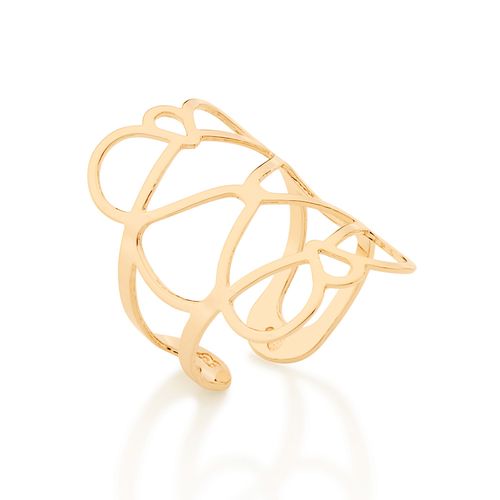 ANEL AJUSTÁVEL CORAÇÕES ESTILIZADOS BANHADO A OURO 18K