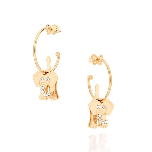 BRINCO BANHADO A OURO 18K ELEFANTE COM CRISTAIS