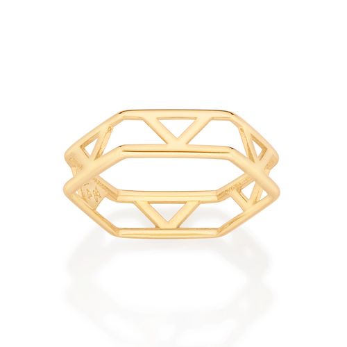 ANEL GEOMÉTRICO BANHADO A OURO 18K