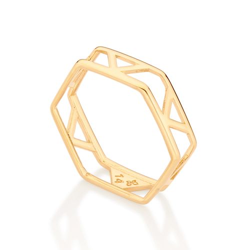 ANEL GEOMÉTRICO BANHADO A OURO 18K