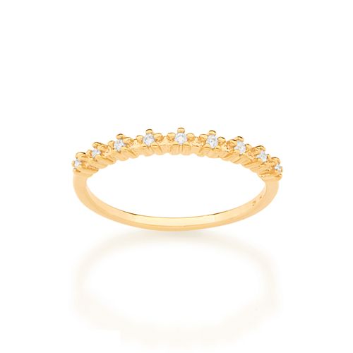 MEIA ALIANÇA BANHADA A OURO 18K COM ZIRCÔNIAS