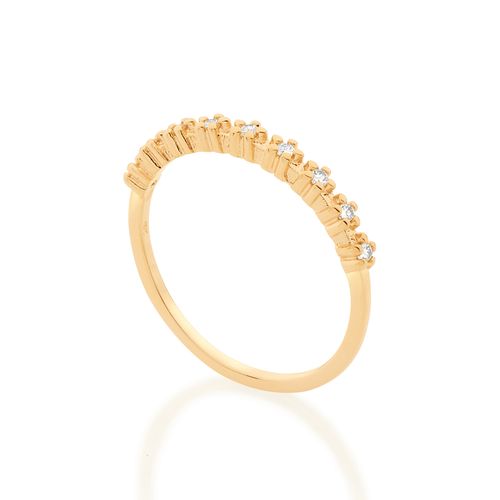 MEIA ALIANÇA BANHADA A OURO 18K COM ZIRCÔNIAS