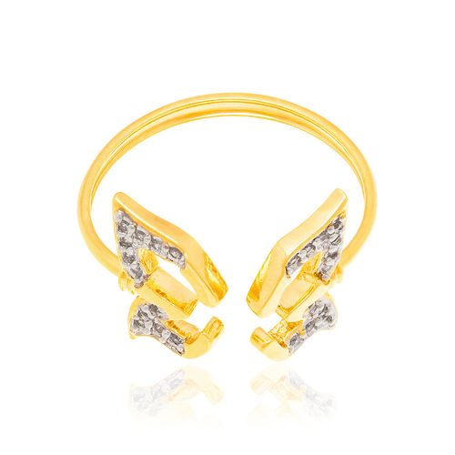 ANEL BORBOLETA BANHADO  A OURO 18K COM APLICAÇÃO DE RHODIUM