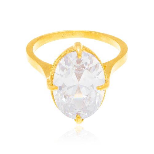 ANEL SOLITÁRIO BANHADO A OURO 18K COM ZIRCÔNIA