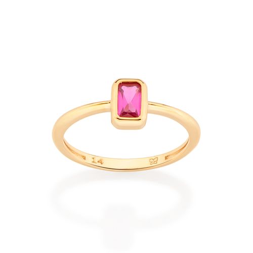 ANEL SOLITÁRIO BANHADO A OURO 18K COM ZIRCÔNIA