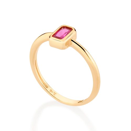 ANEL SOLITÁRIO BANHADO A OURO 18K COM ZIRCÔNIA