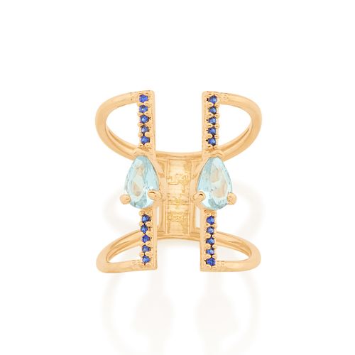 ANEL ARO DUPLO AJUSTÁVEL BANHADO A OURO 18K