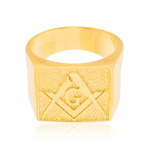 ANEL MASCULINO BANHADO A OURO 18K SÍMBOLO DA MAÇONARIA