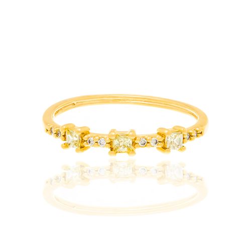 MEIA ALIANÇA AMARELA BANHADA A OURO 18K COM ZIRCÔNIAS
