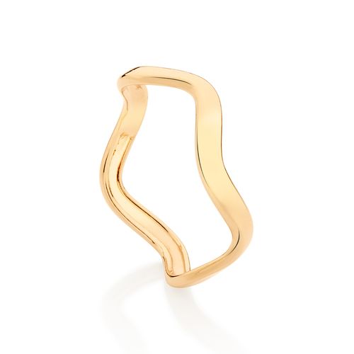 ANEL ONDULADO BANHADO A OURO 18K